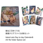 作品島ねこ日めくり①＆島猫クリアファイル6枚セット　Island cats Day to day Calendar&A4 file folder 6piece set