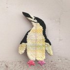 作品刺繍ブローチ ヒゲペンギン