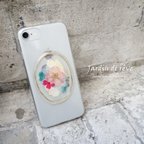 作品ツヤっと綺麗！ 涼しげな押し花ペイントケース / スマートフォンケース スマホケース iPhone 新機種対応 