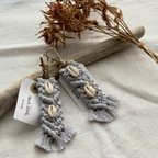 作品macrame shell charm 《blue gray》