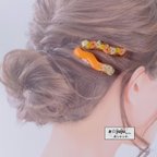 作品ネオンカラーのヘアクリップ【オレンジ】ヘアアレンジ ハーフアップ 個性派 夏 リゾート