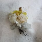 作品petit bouquet （white&green）コサージュ リボン選択OKラッピング無料