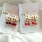 作品人気No.2🍒さくらんぼピアス/イヤリング　上品　可愛い　フルーツ　花