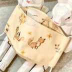 作品★KIDSsize★きつね柄×高級晒のちっちゃな三日月マスク【送料無料】かわいい動物