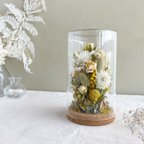 作品お花を閉じ込めたガラスドーム（ミモザ）ボトルフラワー　結婚祝い　引越し祝い　ギフト　結婚祝い　母の日