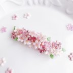 作品花曇桜＊さくらとスワロフスキーのバレッタ／ヘアクリップ