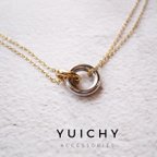 作品【new!】大小リング　double-ring necklace. ダブルリング　シルバー×ゴールド