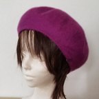作品羊毛フェルトベレー帽(明るい紫)