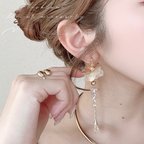 作品60. clear× gold フラワーピアス/イヤリング