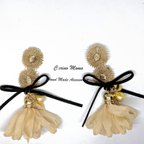 作品Gold tassel ribbon ピアス