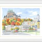 作品水彩で描く風景画『カナダ　フロントナック』ジグレ版画　水彩画　A4　インテリア　絵画　季節　イラスト