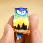 作品(再販)朝焼けのフクロウブローチ