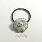 作品刺繍の花-藍白-