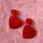 作品Valentines Red Heart Earring / バレンタイン赤いハートピアス 