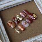 作品🍒 和ネイル _ 成人式ネイルチップ 卒業式ネイル 卒業式ネイルチップ 和装ネイル 和柄ネイルチップ 振袖 振袖ネイルチップ ウエディング 前撮りネイル ネイルチップ 成人式ネイル