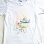 作品鉱物アートTシャツ　フリルレースpink