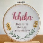 作品バースボード/刺繍命名書【ミモザ】