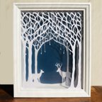 作品切り絵　「Winter Deer」　ボックス