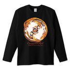 作品ねこスイーツパン長袖黒Tシャツ「シニャモンロール」