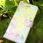 作品【受注生産】紫陽花とツバメの手帳型iphoneケース