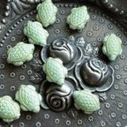 作品光る【2コセット】JIRI＊IVANA#czech beads#チェコビーズ　turtle🐢18✖️13㍉　mint/bronze