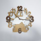 作品【期間限定値下げ3000円引き】【名入れ・文字入れ】　木とうさぎ　3Dデザイン 静音壁掛け時計　