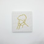 作品【ファブリックパネル】韓国　刺繍　女の人　線画　クロスステッチ