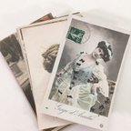作品フランス ポストカード 20枚 女性 雑貨 アンティーク 海外 ヴィンテージ 紙もの ジャンクジャーナル インテリア コラージュ 06053-31