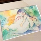 作品原画　Best Friend【文鳥と女の子】