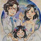 作品WEDDING用似顔絵（A4画用紙3名様)