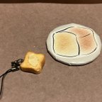 作品食パンバター　ストラップ　手作り缶バッジセット