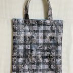 作品ぺったんこバッグ*リバティ*Archive Gingham*グレー*32×28㎝