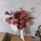 作品カラー＆シンビジウムのpink実物bouquet ◻︎アーティフィシャルフラワー◻︎ ウェディングブーケ