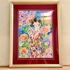 作品【原画・送料着払い】華の季節【大正ロマン水彩画】