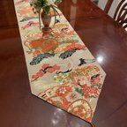 作品豪華刺繍の花嫁衣装の丸帯で作ったタッセル付きの正絹テーブルランナー1696