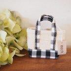 作品miniature tote gingham BK