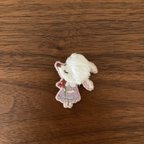 作品眠りうさぎちゃん刺繍ブローチ＊ピンク