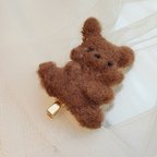 作品【新作】くまさんヘアクリップ🐻　カラー茶　羊毛フェルト　キッズアクセサリー