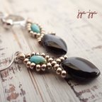 作品beads earrings ＊ onyx turquoise - Marquise