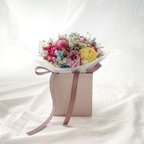 作品【母の日＊カーネーション入り】ドライフラワー　ボックスフラワー　Thank you メッセージ入り Rose beige BOX