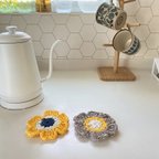 作品裂き編み　お花のコースター2枚セット