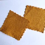作品麻の手織りコースター　オレンジ