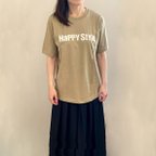 作品ロゴＴシャツ　Happy Style　サンドカーキ　レディース　メンズ　コットン100%　送料無料