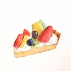 作品【水彩原画】ハガキサイズのスイーツイラスト·カフェ·ケーキ