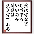 作品サミュエル・ジョンソンの名言「死に方など、どうでもいいのだ、問題は、生き方である」額付き書道色紙／受注後直筆（V6195）