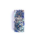 作品con Azul  Antique Silver Beads Reunion   長方形が個性的なビーズ刺繍ブローチ