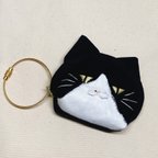 作品【オーダー品】ハチワレ猫ちゃんのぶら下げポーチ