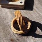 作品 木の指輪 ケース付き(ウッドリング)  細波柄　メープル材