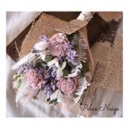 作品＊bouquet de fleurs sauvages＊  ソーラーローズとラベンダーのスワッグ　誕生日　お礼　お祝い　壁飾り　プレゼント