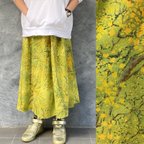 作品着物リメイク　ベルト付きギャザーロングスカート　long skirt made from Kimono